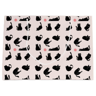 Schwarze Katzen Muster Große Geschenktüte
