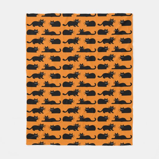 Schwarze Katzen Muster | Kätzchen Schwarz und Oran Fleecedecke (Vorderseite)