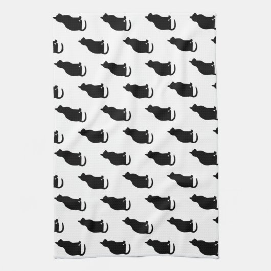 Schwarze Katzen Muster Katzen Textur Weißer Hinter Handtuch (Vertikal)