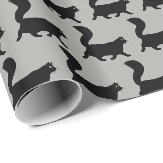 Schwarze Katzen Muster laufen | Cool Kitty Lover Geschenkpapier (Rolleneckpunkt)