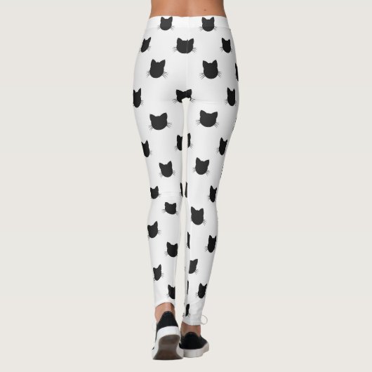 Schwarze Katzen Muster Leggings (Rückseite)