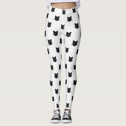 Schwarze Katzen Muster Leggings (Vorderseite)