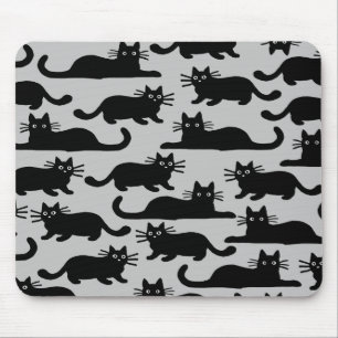 Schwarze Katzen Muster Mousepad