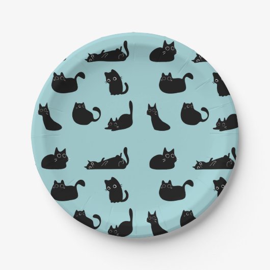 Schwarze Katzen Muster Pappteller (Vorderseite)