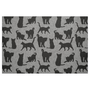 Schwarze Katzen Muster Schwarz und Grau Stoff