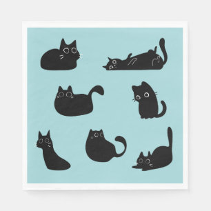 Schwarze Katzen Muster Serviette
