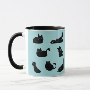 Schwarze Katzen Muster Tasse