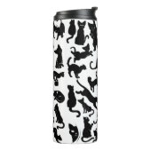 Schwarze Katzen-Muster Thermosbecher (Nach links gedreht)