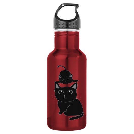 Schwarze Katzen, Mutter und Kind Edelstahlflasche (Vorderseite)