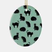Schwarze Katzen Nahtloses Muster Keramik Ornament (Rechts)