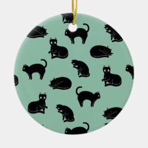 Schwarze Katzen Nahtloses Muster Keramik Ornament