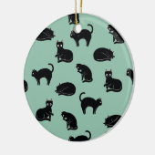 Schwarze Katzen Nahtloses Muster Keramik Ornament (Links)