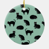 Schwarze Katzen Nahtloses Muster Keramik Ornament (Hinten)