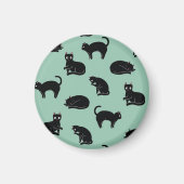 Schwarze Katzen Nahtloses Muster Magnet (Vorne)