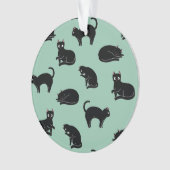 Schwarze Katzen Nahtloses Muster Ornament (Vorderseite)