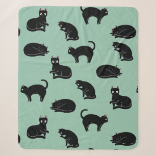 Schwarze Katzen Nahtloses Muster Sherpadecke