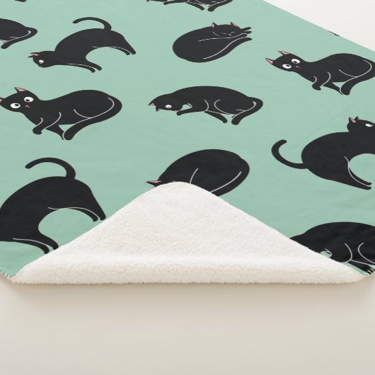 Schwarze Katzen Nahtloses Muster Sherpadecke (3/4)