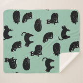 Schwarze Katzen Nahtloses Muster Sherpadecke (Vorderseite (Horizontal))
