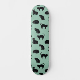 Schwarze Katzen Nahtloses Muster Skateboard