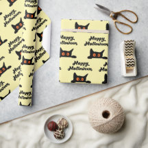 Schwarze Katzen Nahtloses Wrapping Paper zu Hallow