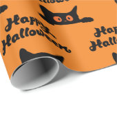 Schwarze Katzen Orange Halloween-Geschenkwrap Geschenkpapier (Rolleneckpunkt)