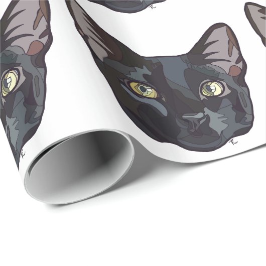 Schwarze Katzen-Packpapier Geschenkpapier (Rolleneckpunkt)