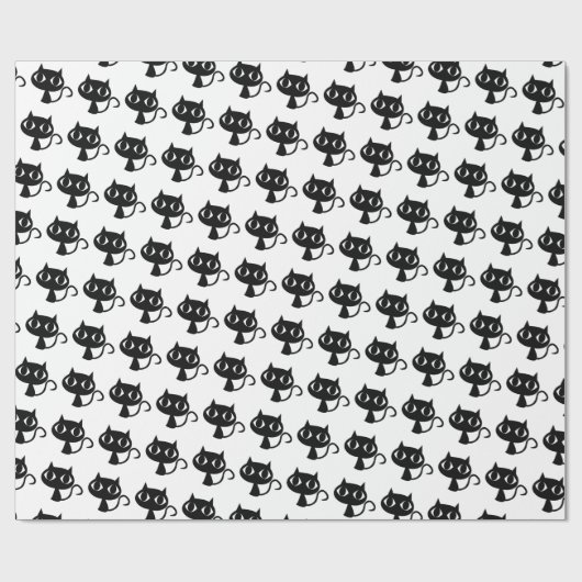 Schwarze Katzen-Packpapier Geschenkpapier (Flach)
