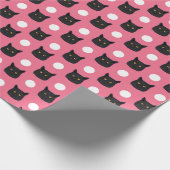 Schwarze Katzen-Packpapier - Tupfen-Katze Geschenkpapier (Ecke)