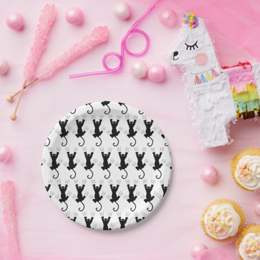 Schwarze Katzen Pappteller (Party)