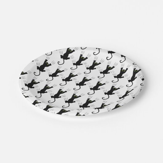 Schwarze Katzen Pappteller (Schrägansicht)