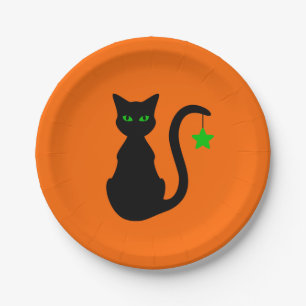 Schwarze Katzen-Pappteller Pappteller