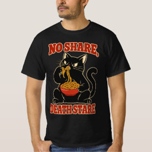 Schwarze Katzen-Pasta-Nicht-Teilen-Todesblick T-Shirt