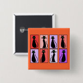 Schwarze Katzen-Pop-Kunst-Geschenke Button (Vorne & Hinten)
