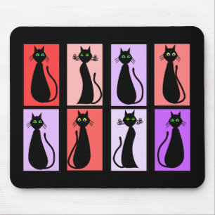 Schwarze Katzen-Pop-Kunst-Geschenke Mousepad