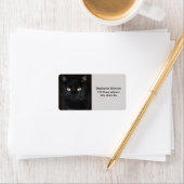 Schwarze Katzen-Porträt Adressaufkleber (Insitu)