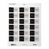 Schwarze Katzen-Porträt Adressaufkleber (Vorne)