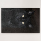 Schwarze Katzen-Porträt Puzzle (Horizontal)