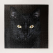Schwarze Katzen-Porträt Puzzle (Horizontal)