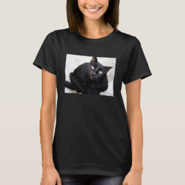 Schwarze Katzen-Porträt T-Shirt