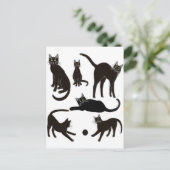 Schwarze Katzen Postkarte (Stehend Vorderseite)