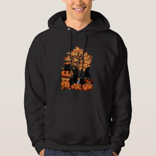 Schwarze Katzen Pumpkin Autumn Halloween Kostüm fü Hoodie (Vorderseite)