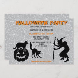 Schwarze Katzen Pumpkin & Zauberer Halloween Einla Einladung