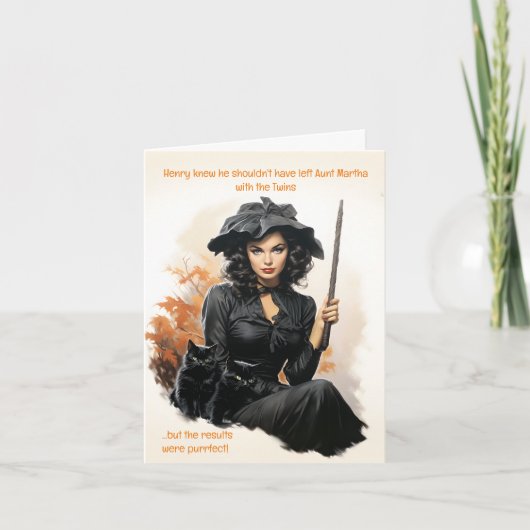 Schwarze Katzen Purfffect Babysitter Halloween-Kar Karte (Vorderseite)