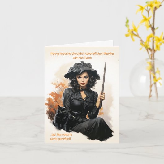 Schwarze Katzen Purfffect Babysitter Halloween-Kar Karte (Gelbe Blume)