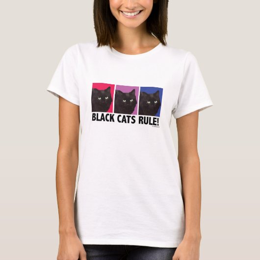 Schwarze Katzen REGEL! Damen-angepasstes T-Shirt (Vorderseite)