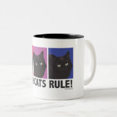 Schwarze Katzen REGEL! Kaffee-Tasse Zweifarbige Tasse (VorderseiteRechts)