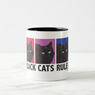 Schwarze Katzen REGEL! Kaffee-Tasse Zweifarbige Tasse