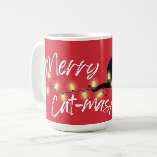 Schwarze Katzen Regel! Merry Cat-mas Kaffeetasse (Vorderseite Links)