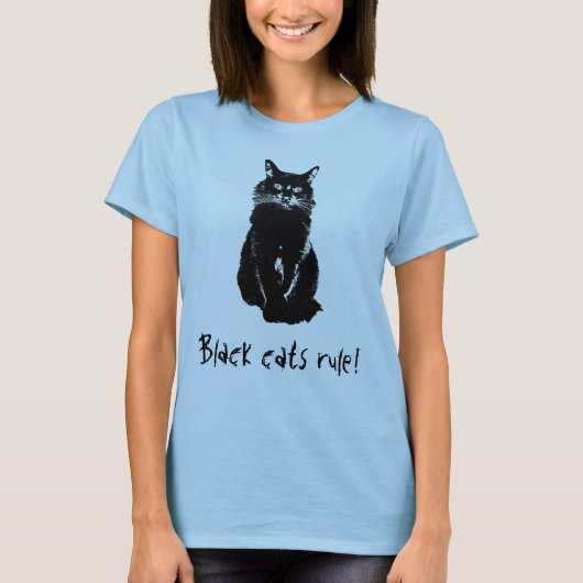 Schwarze Katzen-Regel-T - Shirt (Vorderseite)