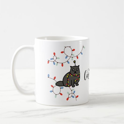 Schwarze Katzen Regel! Whiskers & Weihnachts Cheer Kaffeetasse (Links)